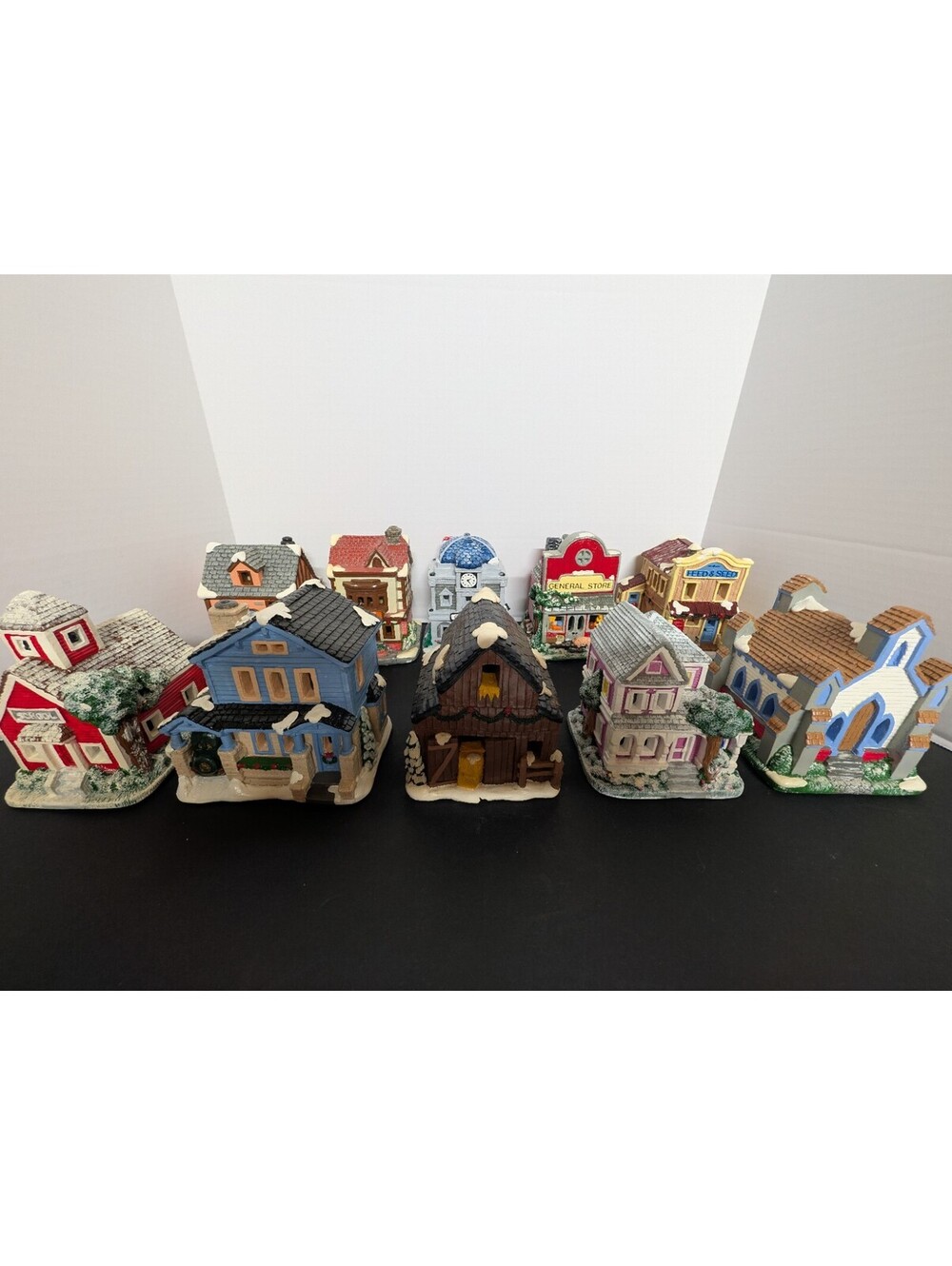 Vintage California Creations Christmas Village Lot of 10-Hand Painted EC! 5"-6"T